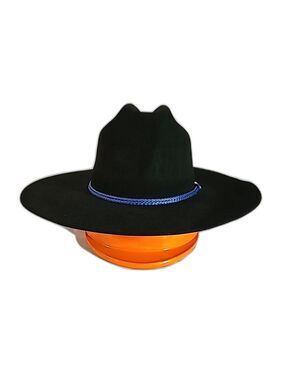 The RoundUp 4x Beaver Cowboy Hat Sz 7-1/8 Blk W/blue Band Cheyenne Outfitters
